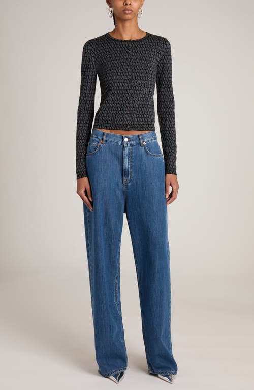 Shop Valentino Garavani Denim Wide Leg Jeans In Medium Blue Denim