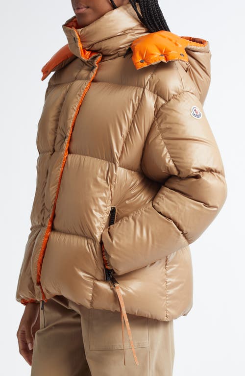 Shop Moncler Parana Down Puffer Jacket With Removable Hood In Light Beige