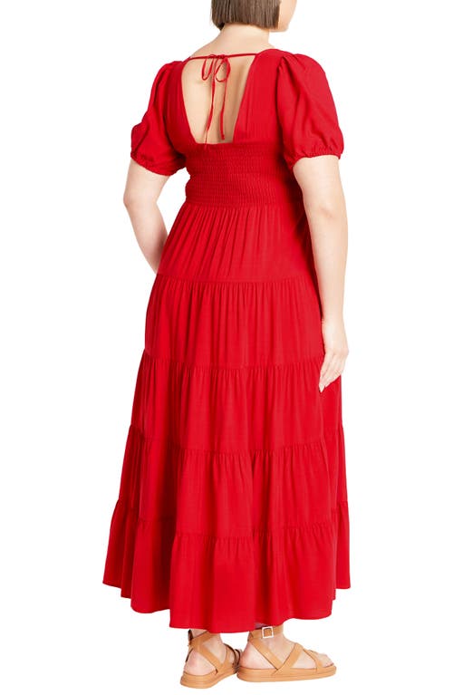 Shop City Chic Mila Tiered Maxi Dress In Crimson