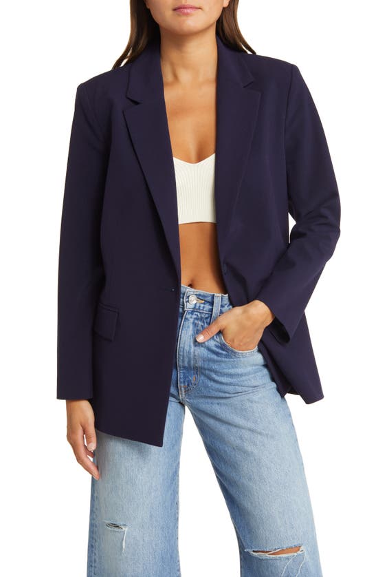 Open Edit Relaxed Fit Blazer In Navy Baritone