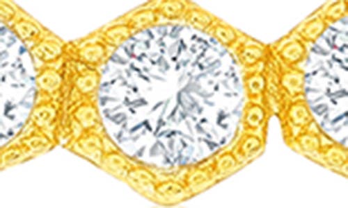Shop Simona Cubic Zirconia Hexagonal Curved Bar Necklace In Gold