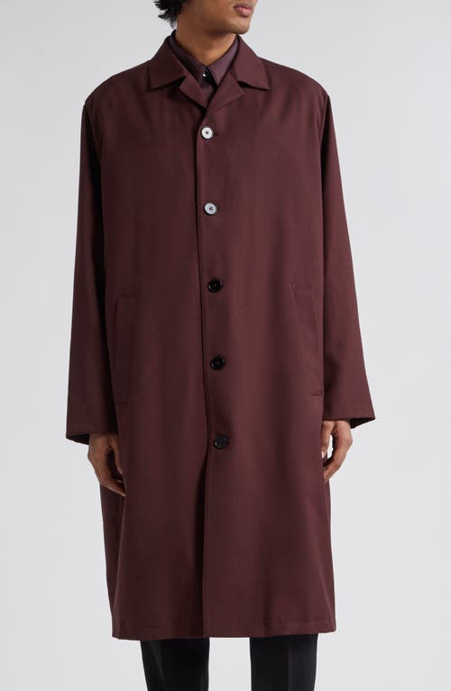 Oversize Longline Wool Coat in Chestnut Brown