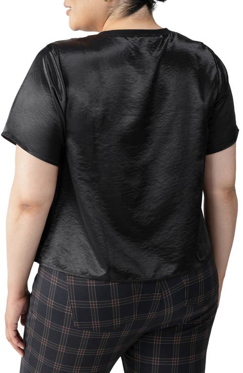 Sanctuary Timeless Satin Short Sleeve Tee In Black In Black