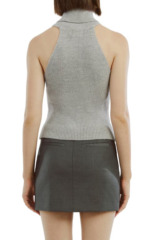 Shop Bardot Aleia Turtleneck Sleeveless Rib Sweater In Grey