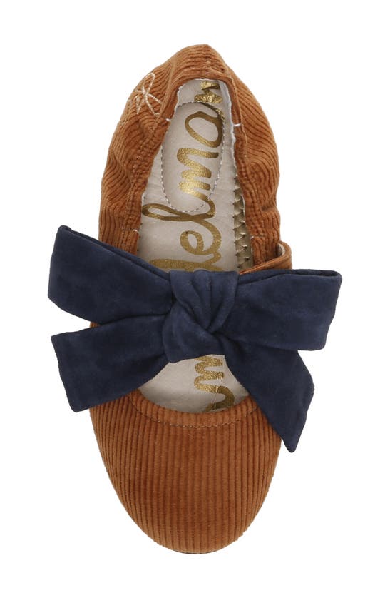 Sam Edelman Kids' Felicity Flat In Brown Mustard/ Baltic Navy