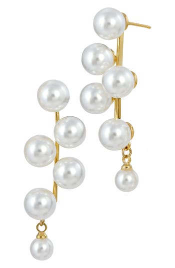 Savvy Cie Jewels Bold Faux Pearl Drop Earrings In Yellow