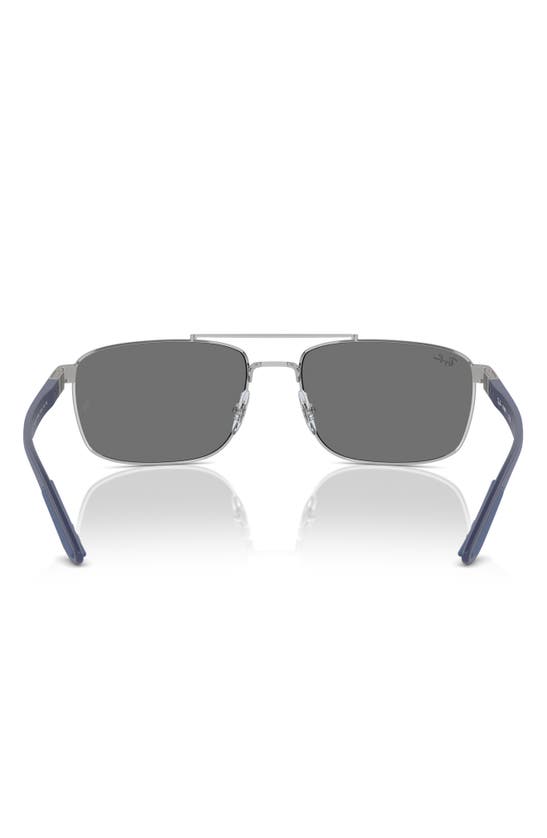 Ray Ban 60mm Rectangular Sunglasses In Silver
