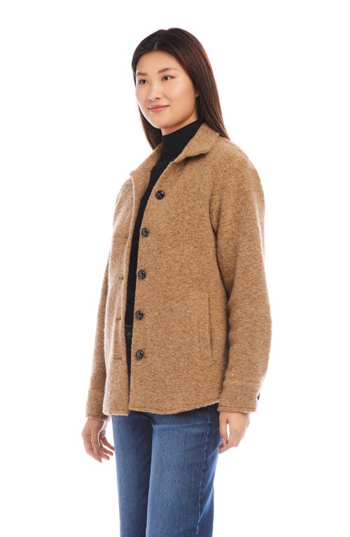 Karen Kane Brushed Wool Blend Shirt Jacket In Camel