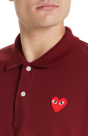 Heart Logo Cotton Polo Shirt in Red - Comme Des Garcons Play Kids