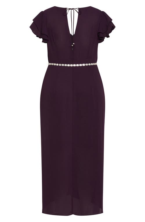 City Chic Enya Faux Wrap Dress In Spiced Plum