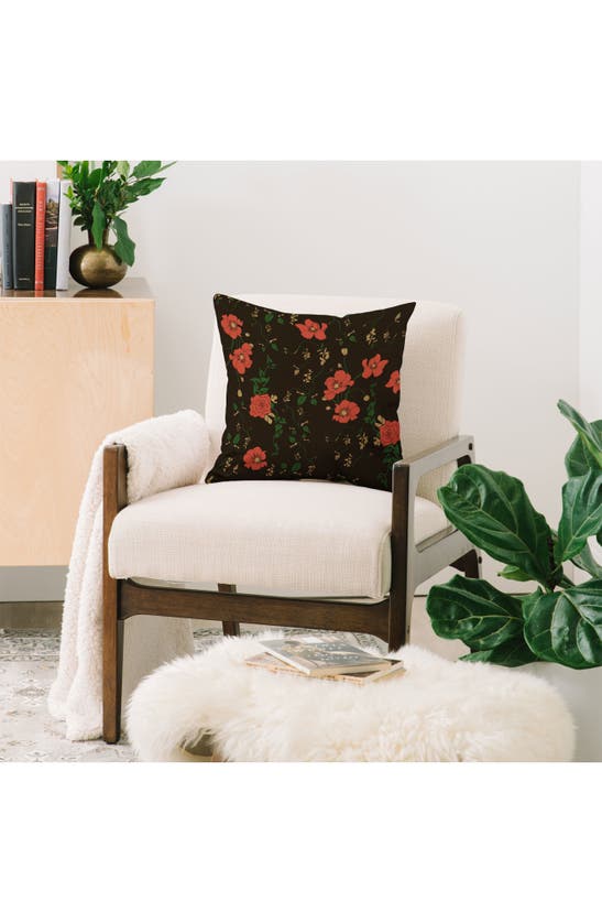 Deny Designs Midnight Flourish Floral Accent Pillow In Black