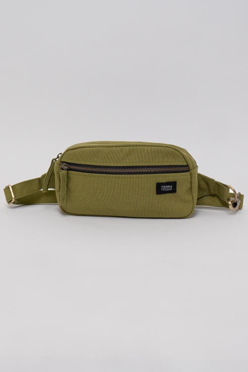 Terra Thread Organic Cotton Sling Belt Bag In Olive Green