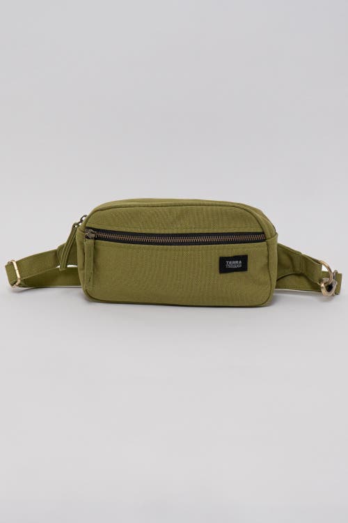 Shop Terra Thread Organic Cotton Sling Belt Bag In Olive Green