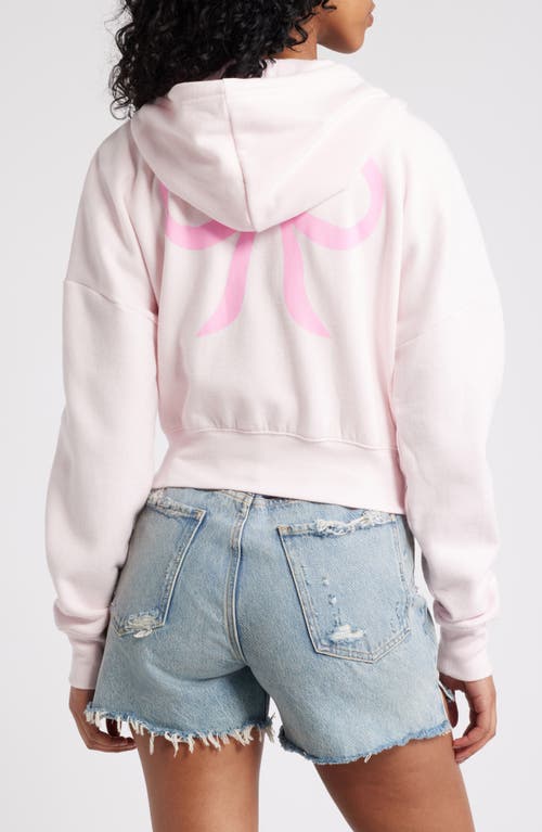 Shop Vinyl Icons Embroidered Bow Fleece Zip Hoodie In Pink