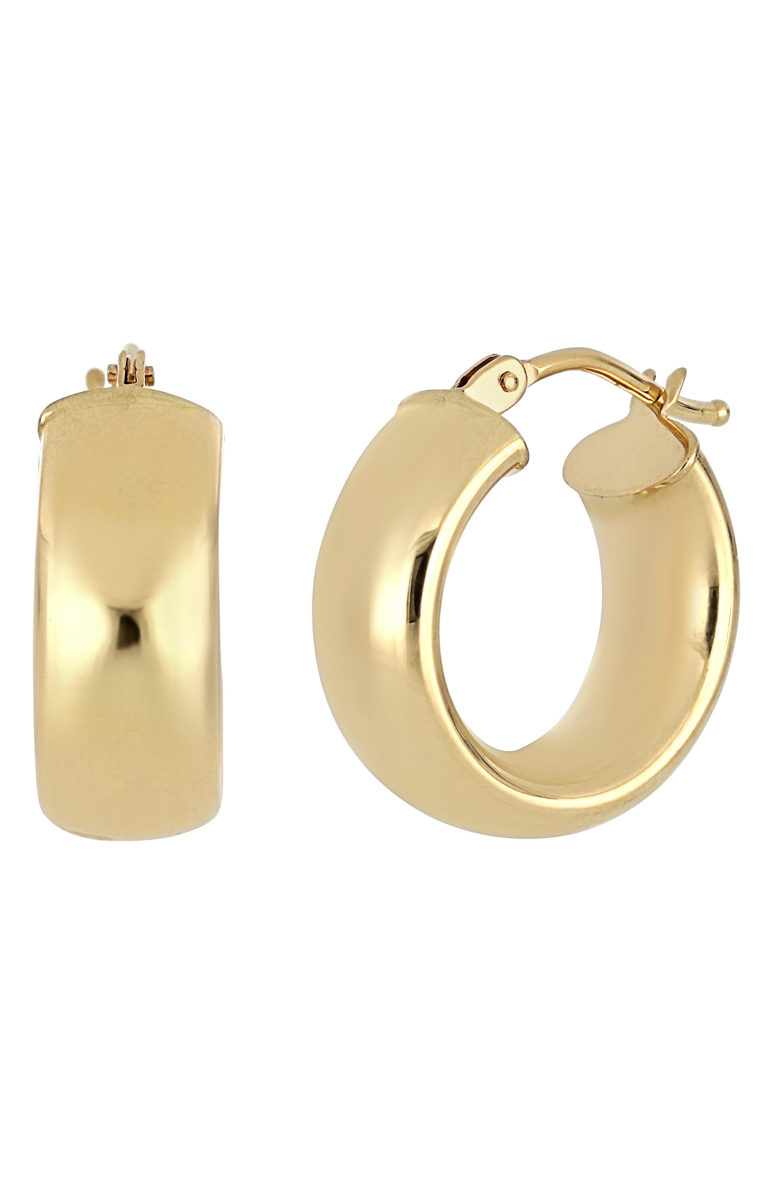 Stainless Steel Gold Hoops Oval Beaded Earrings Classic Gift for Her