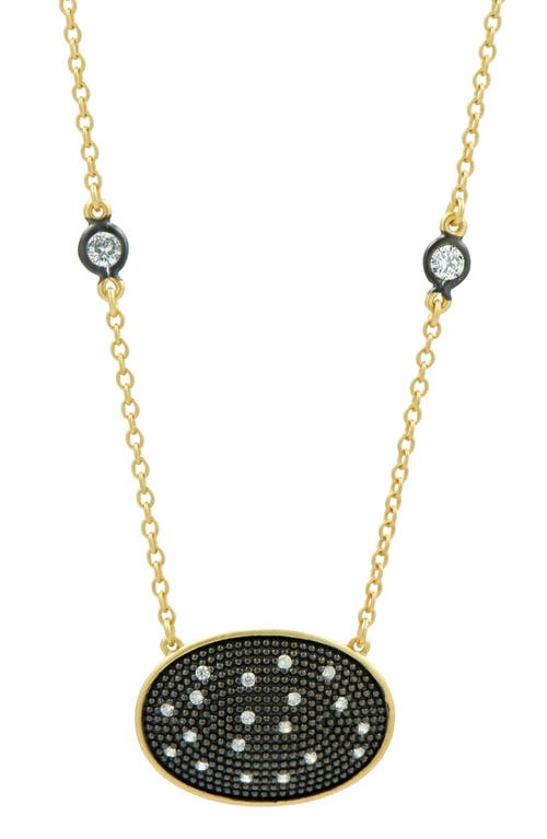 FREIDA ROTHMAN Horizontal Oval Pendant Necklace in Gold And Black