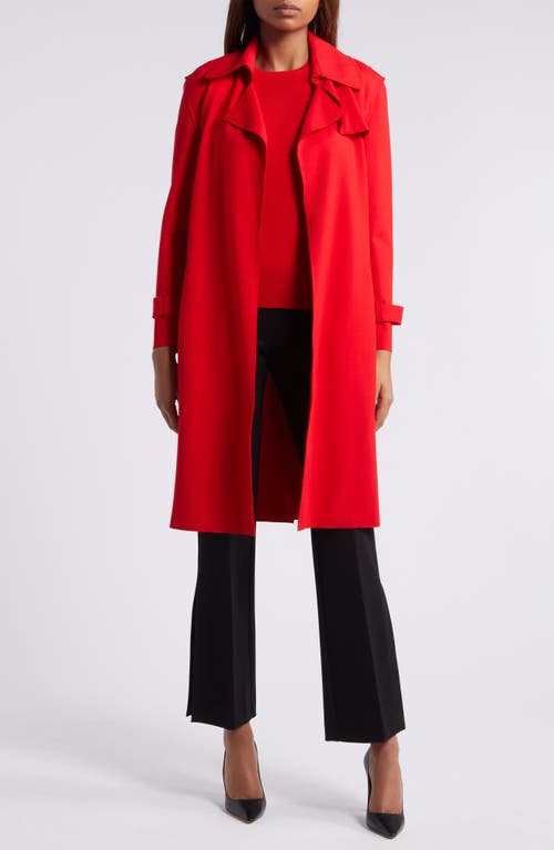 Shop Anne Klein Collection Compression Long Trench Coat In Bright Crimson