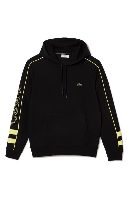 Lacoste Double Face Hoodie In Noir/limeira