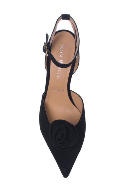 Ron White Grace Ankle Strap Pointed Toe Pump In Onyx