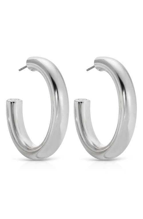 Ettika Large Thick Classic Hoops In Rhodium