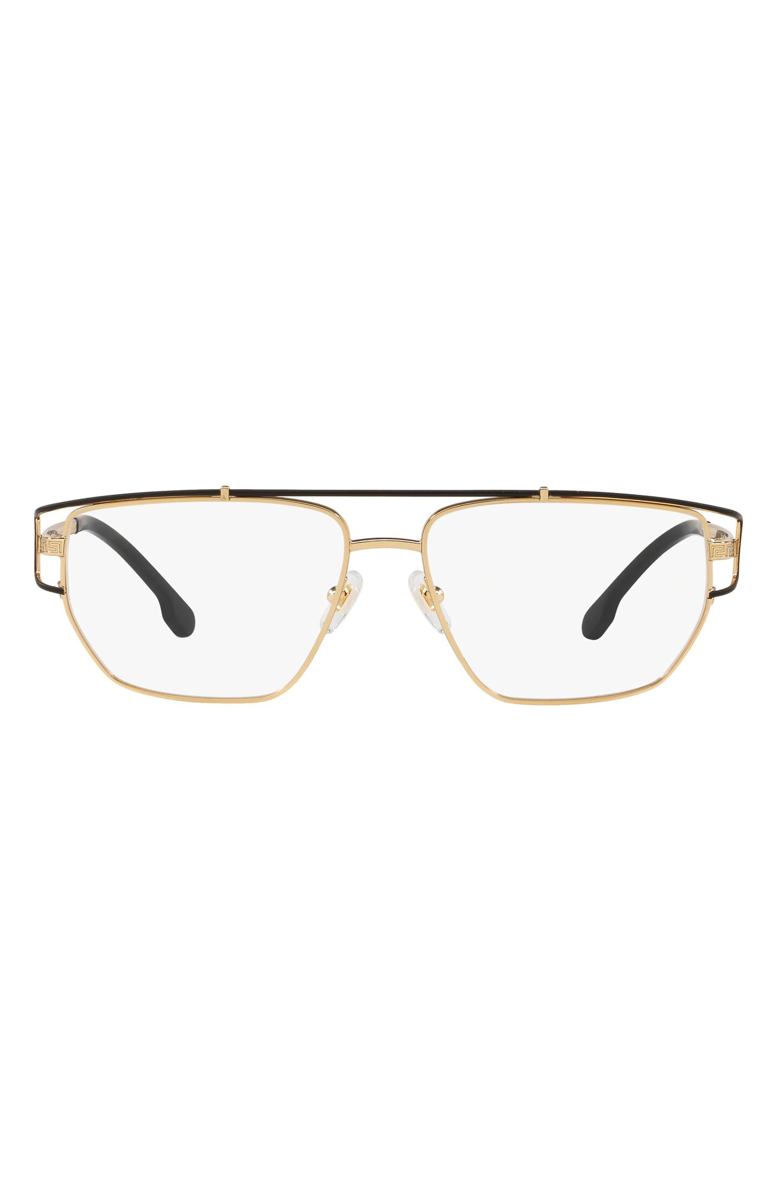 VERSACE 55mm Rectangular Optical Glasses in Gold