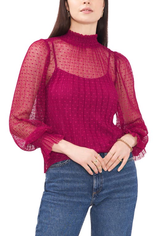 1.STATE Point d'Esprit Mock Neck Top in Plum Fairy