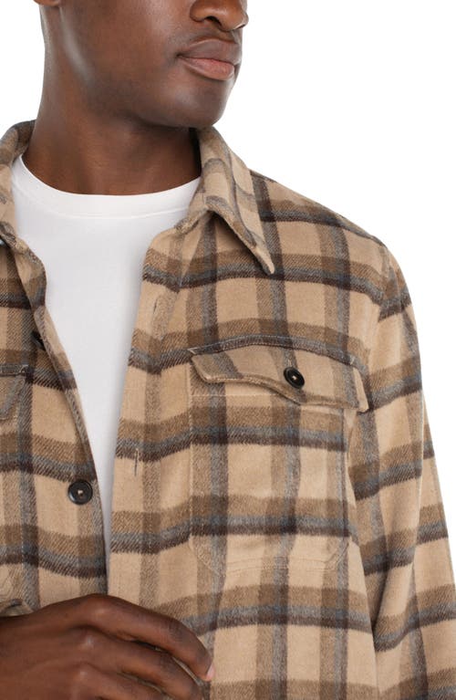 Shop Liverpool Plaid Shirt Jacket In Tan Brown Multi