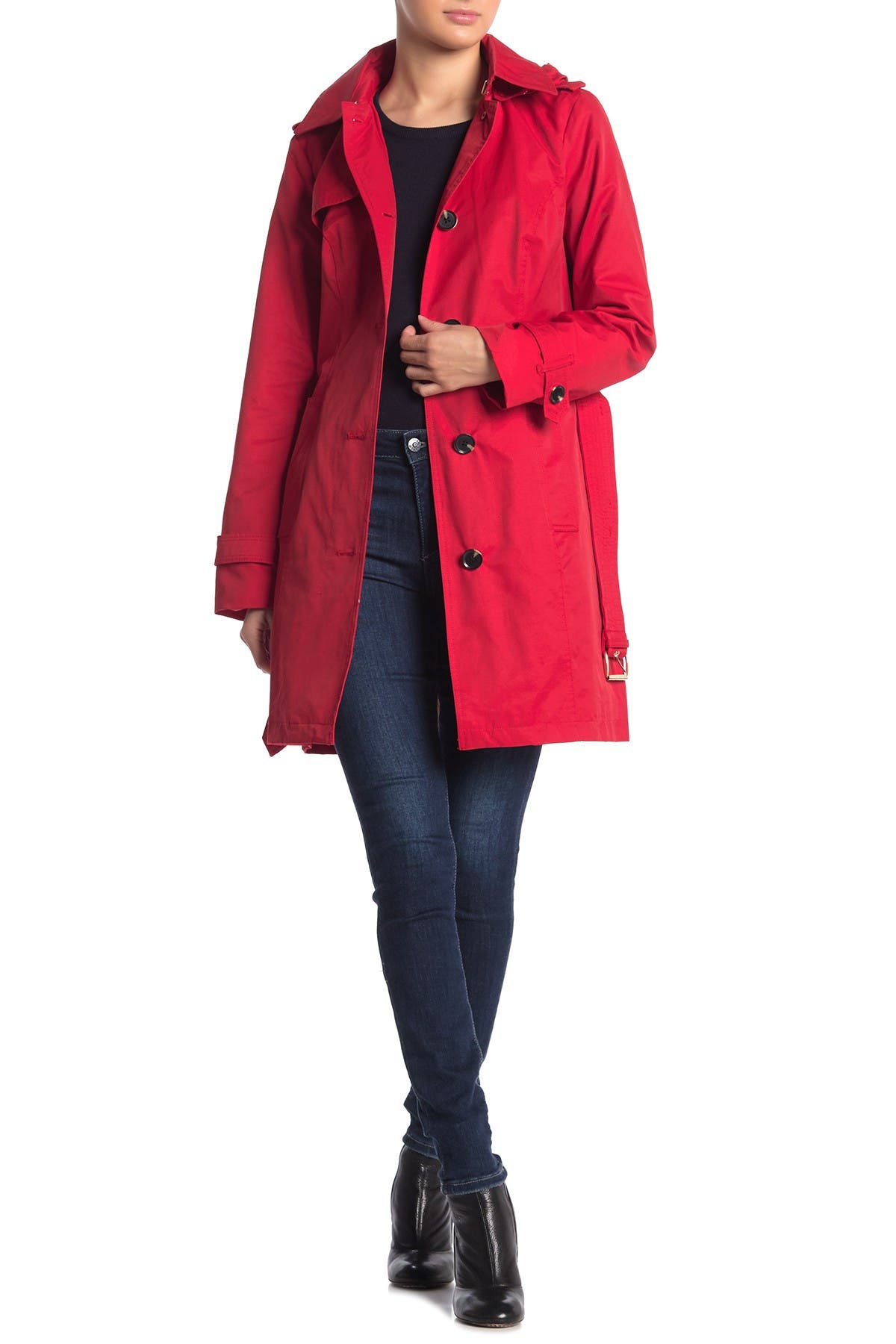 hooded belted coat