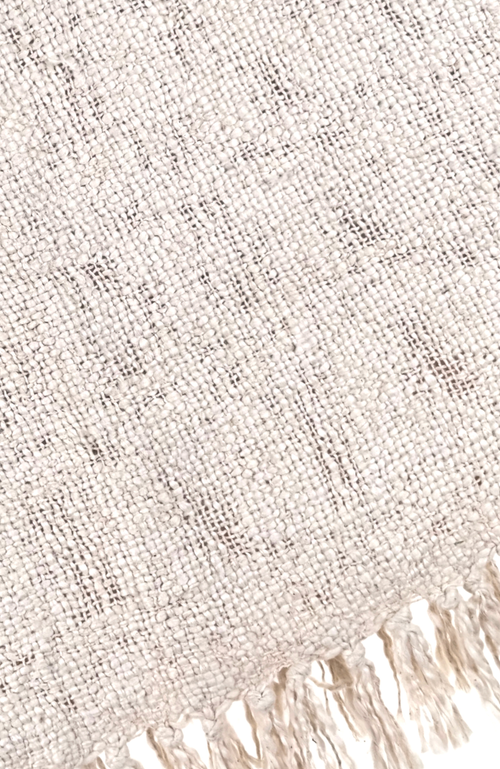 The Nascent Textured Oxford Throw Blanket In Cream