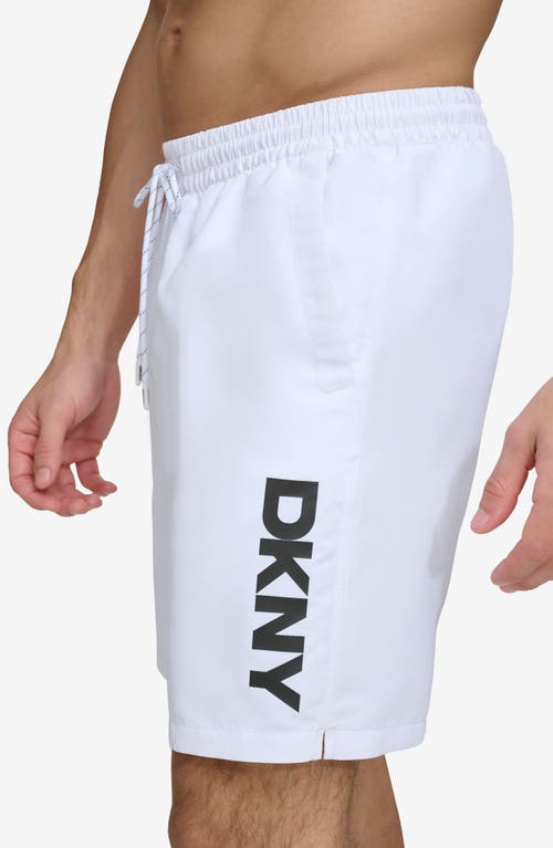 Dkny Core Volley Swim Trunks In White