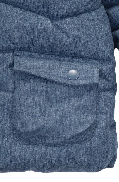 Rokka&rolla Baby Cozy Fleece Lined Warm Winter Coat With Hood In Warm Navy Textured