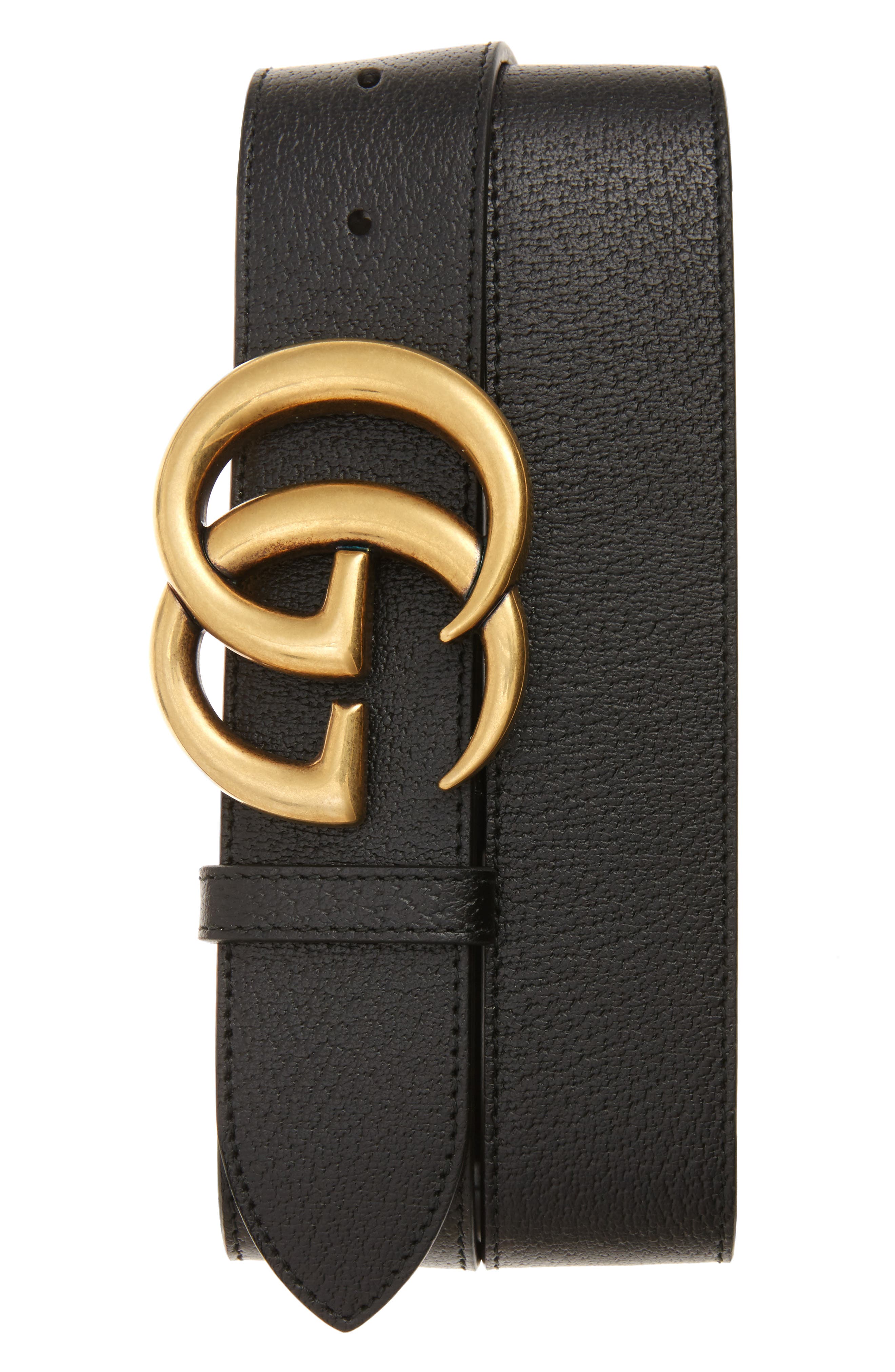 Gucci GG Logo Buckle Leather Belt 