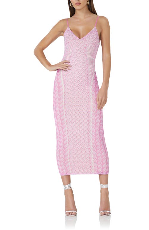 AFRM Amina Mesh Midi Dress in Pink Rope