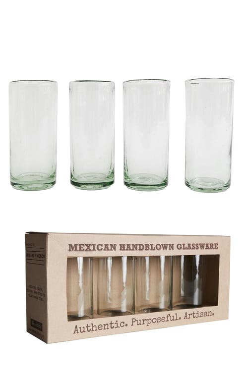Verve Culture Set Of 4 Highball Clear Handblown Glasses In Clear