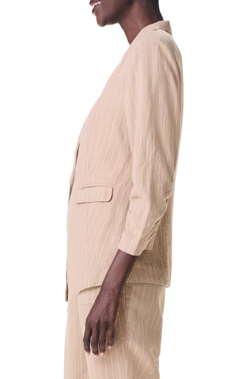 Shop Nic + Zoe Nic+zoe Central Park Scrunch Sleeve Linen Blend Blazer In Neutral Multi