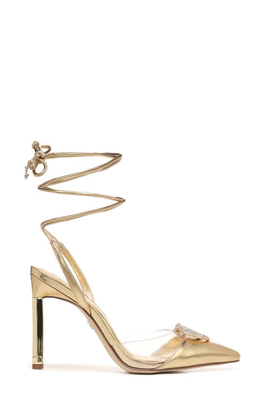 Shop Sam Edelman Adrian Ankle Wrap Pointed Toe Pump In Amber Gold
