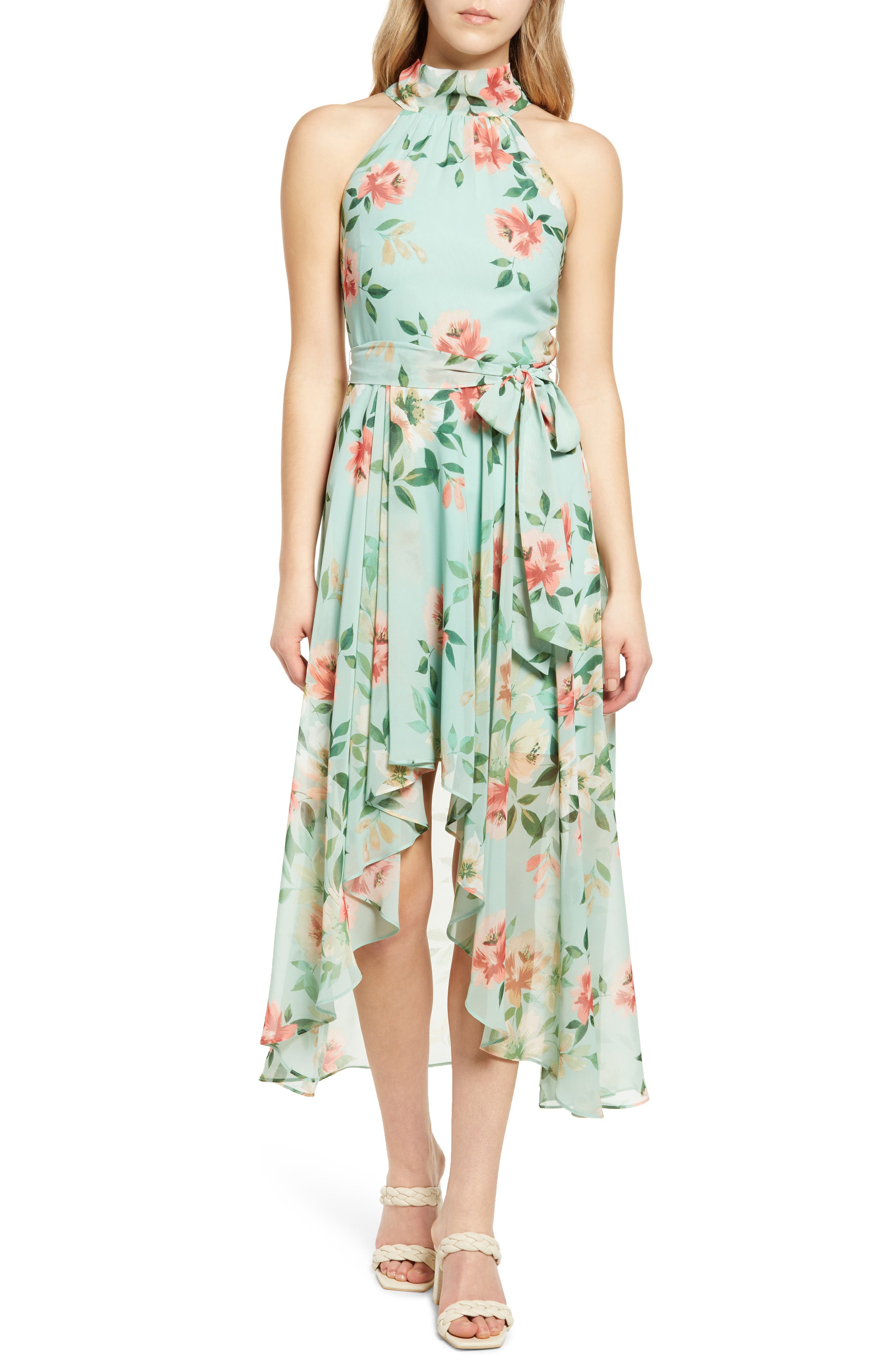Eliza J Floral Halter Maxi Dress 