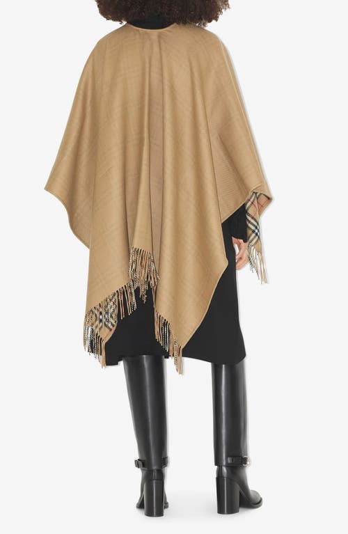 Shop Burberry Vintage Check Wool Cape In Archive Beige