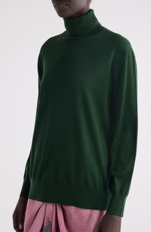 Shop Dries Van Noten Tunnes Merino Wool Turtleneck Sweater In Emerald