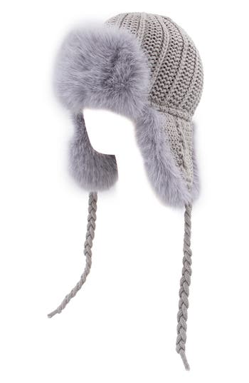 Surell Faux Fur Trapper Cap In Gray