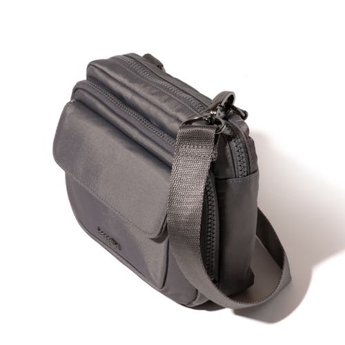 Baggallini Modern Double Zip Crossbody Bag In Smoke Twill