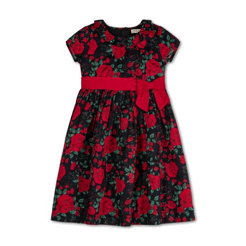 Shop Hope & Henry Baby Girls' Organic Ruffle Collar Party Dress, Infant In Black Holiday Rose