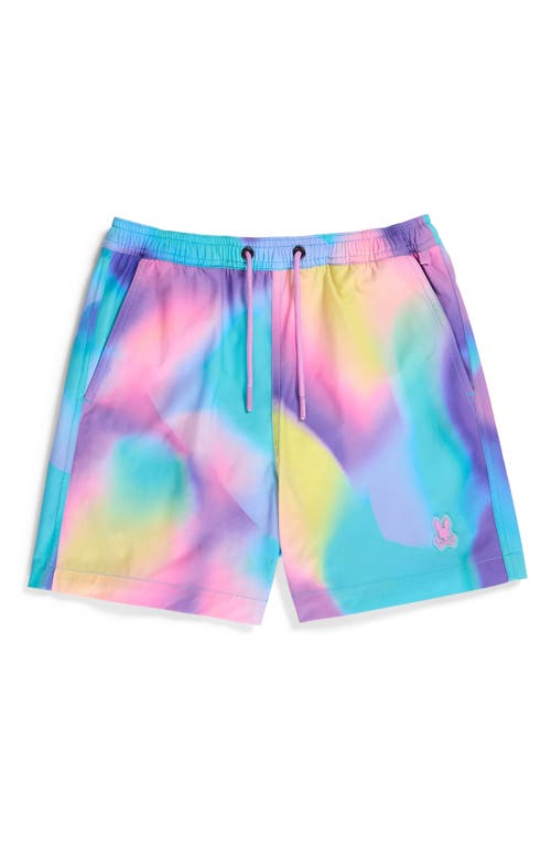 Psycho Bunny Kids' Tyler Print Swim Trunks In Violet