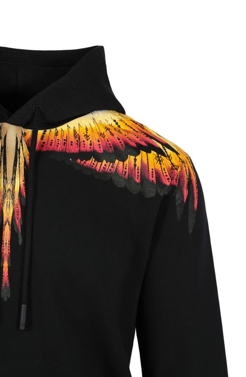 Shop Marcelo Burlon County Of Milan Marcelo Burlon Solfolk Wings Cotton Graphic Hoodie In Black