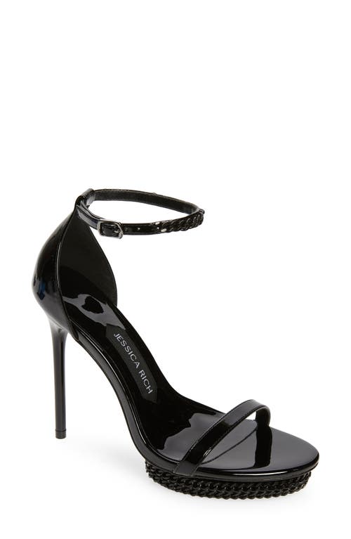 Jessica Ankle Strap Platform Sandal in Noir
