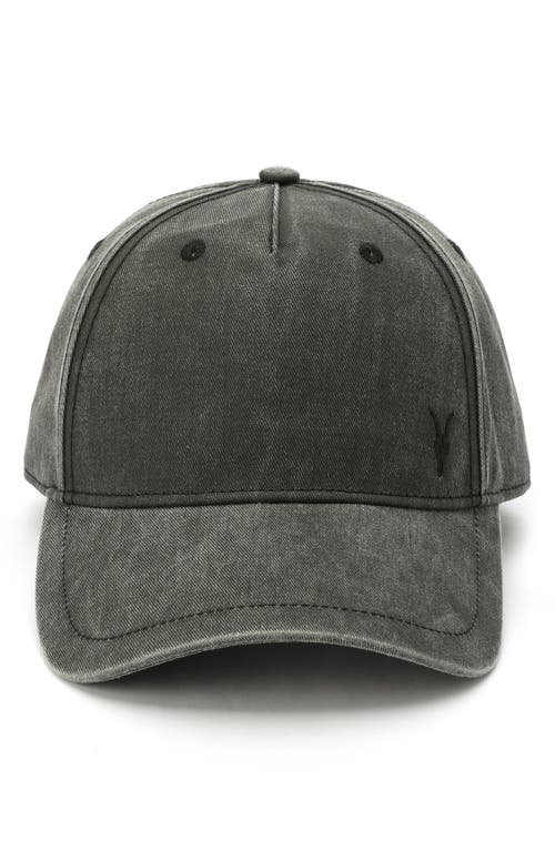 Shop Allsaints Ramskull Baseball Cap In Washed Black