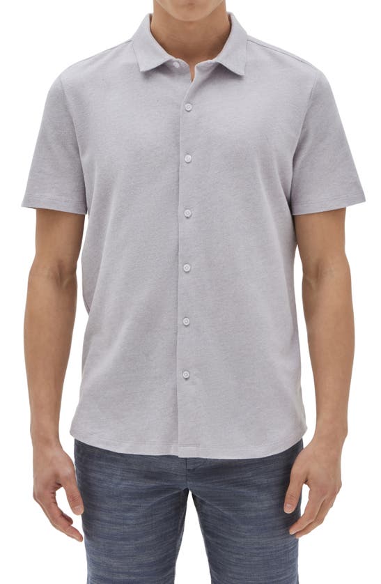 Robert Barakett Catalina Short Sleeve Cotton Knit Button-up Shirt In Grey Purple