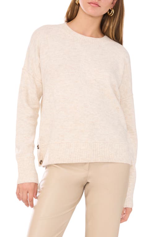 Shop Vince Camuto Three Button Crewneck Sweater In Malted