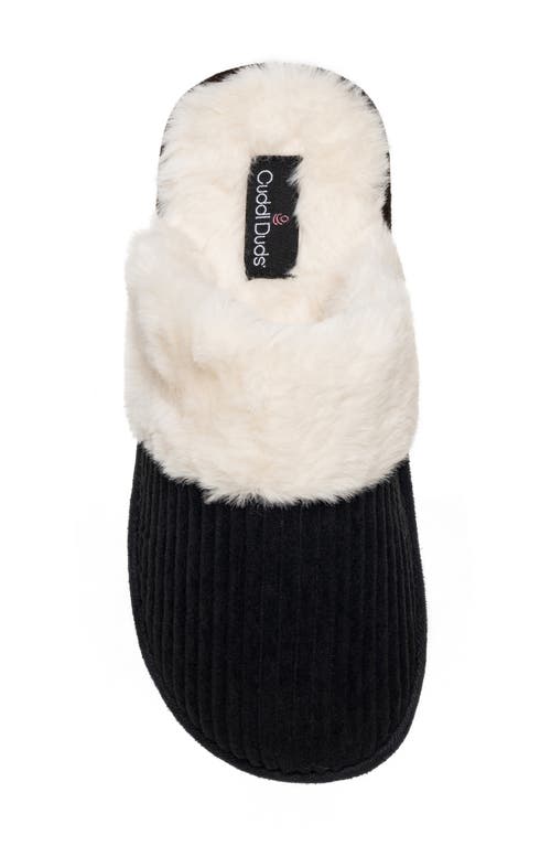 CUDDL DUDS CUDDL DUDS FAUX FUR LINED CORDUROY SCUFF SLIPPER