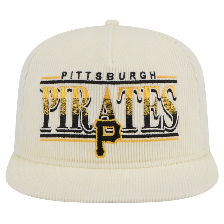 Shop New Era Cream Pittsburgh Pirates Throwback Bar Golfer Corduroy Snapback Hat